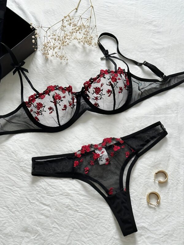 Sexy Lingerie Sets for Women with Floral Print, Bow Detail, Random Pattern - Adult Intimate Apparel, Intimate Apparel|Floral Print Lingerie|Bow Detailing, Lingerie Sets for Women - Image 2