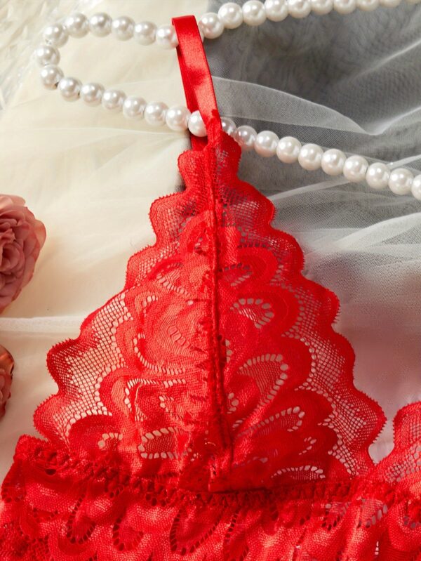 Deep V Spaghetti Straps Backless With Splicing Lace Nightdress And Thongs, Women's Sexy Clothing - Image 7