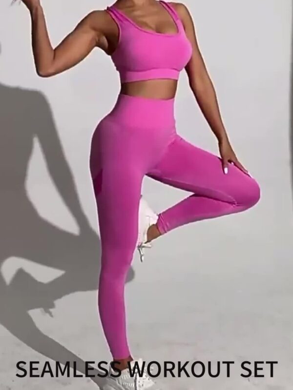 Workout Sets for Women Two Piece Outfits Seamless High Waist Leggings Yoga Crop Tops Athletic Sports Gym Sets - Image 11