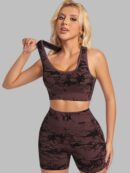 Women's Sports Bra and Shorts Set with Tie-Dye Design for Yoga, Fitness, and Running