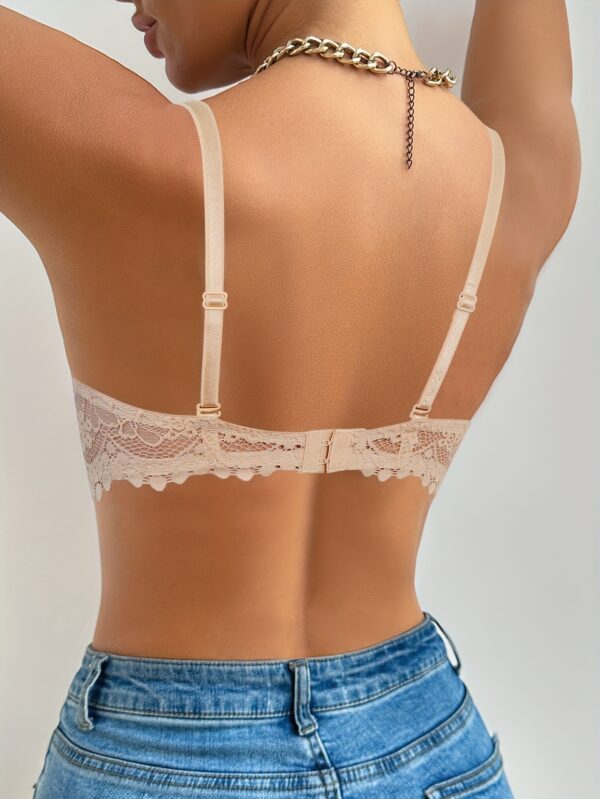 Solid Lace Underwire Bra, Sexy Comfy Push Up Bra, Women's Lingerie & Underwear - Image 5