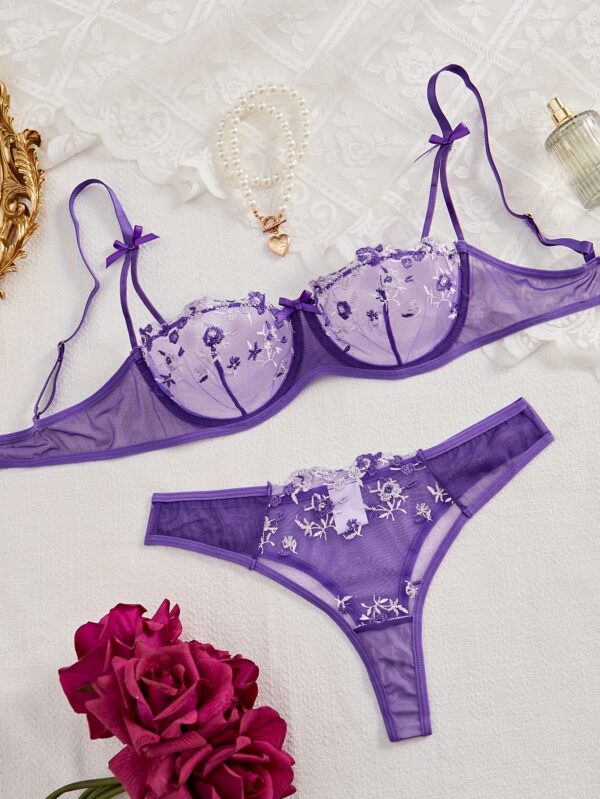 Sexy Lingerie Sets for Women with Floral Print, Bow Detail, Random Pattern - Adult Intimate Apparel, Intimate Apparel|Floral Print Lingerie|Bow Detailing, Lingerie Sets for Women - Image 4