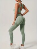 Workout Sets for Women Two Piece Outfits Seamless High Waist Leggings Yoga Crop Tops Athletic Sports Gym Sets